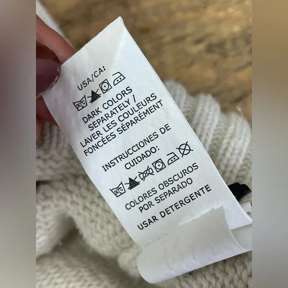 CHAPS size Large Cream Cotton  3-Button Mock Neck Pullover Sweater prep winter - Picture 9 of 12